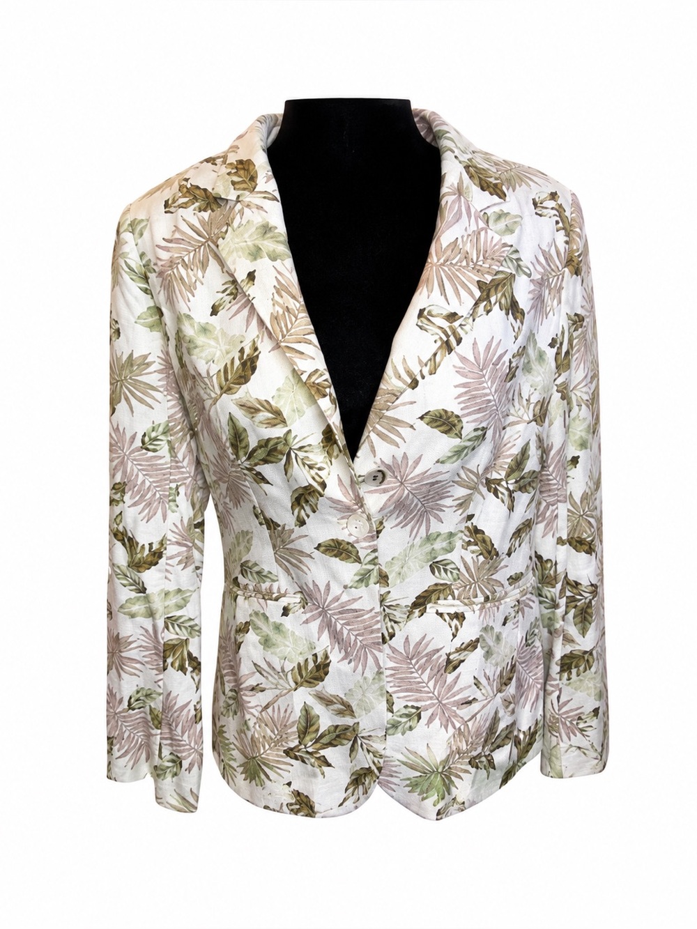 Solitaire Linen Blend Blazer | Tropical Palm Print | Lightweight Jacket